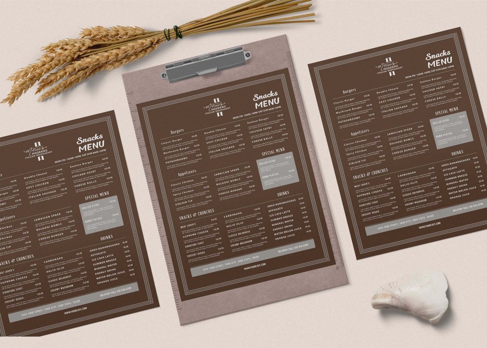 Free Veg Main Course Menu Card Template - Graphicfolks