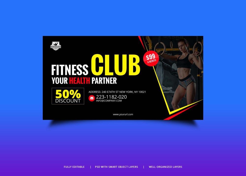 Free Club Fitness Banner - Graphicfolks