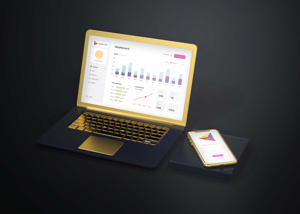 Free Gold Macbook and iPhone Mockup - Graphicfolks