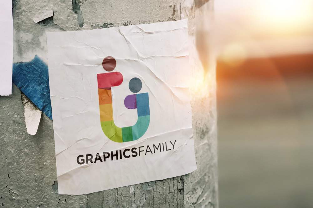 Paper Sticker Logo Mockup