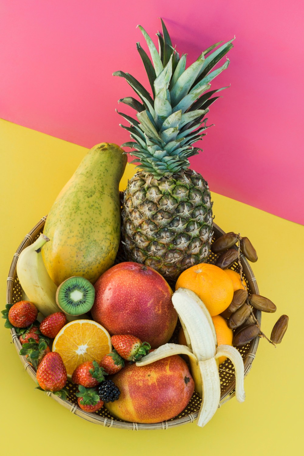 Plate with tropical fruit in mix