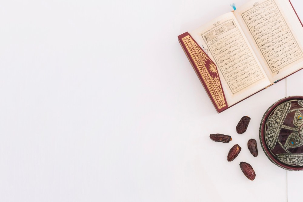 Ramadan composition with quran and dates