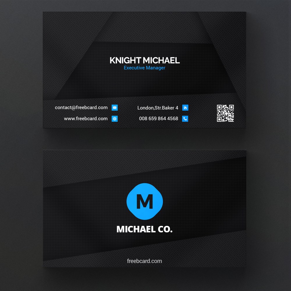 Black and blue business card
