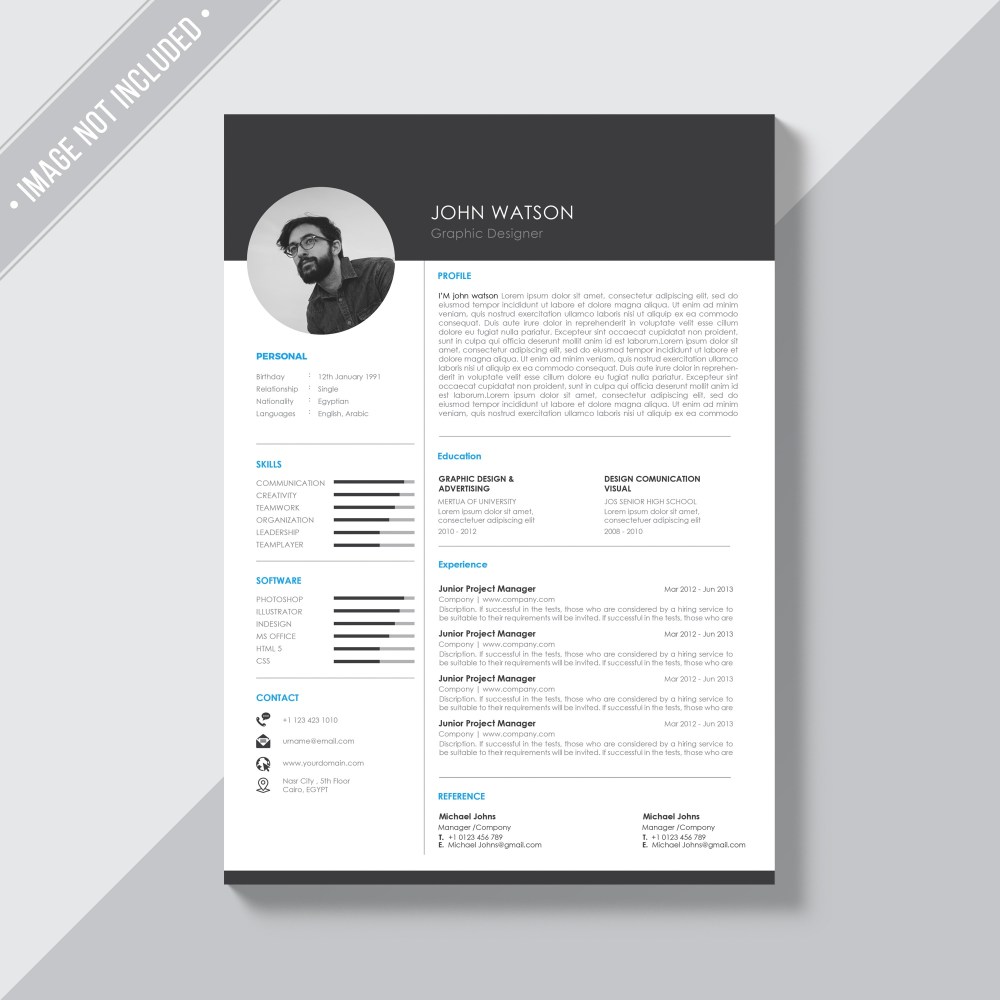 Black and white cv template