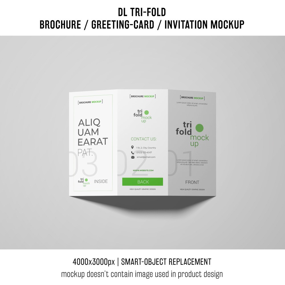 elegant trifold brochure or invitation mockup