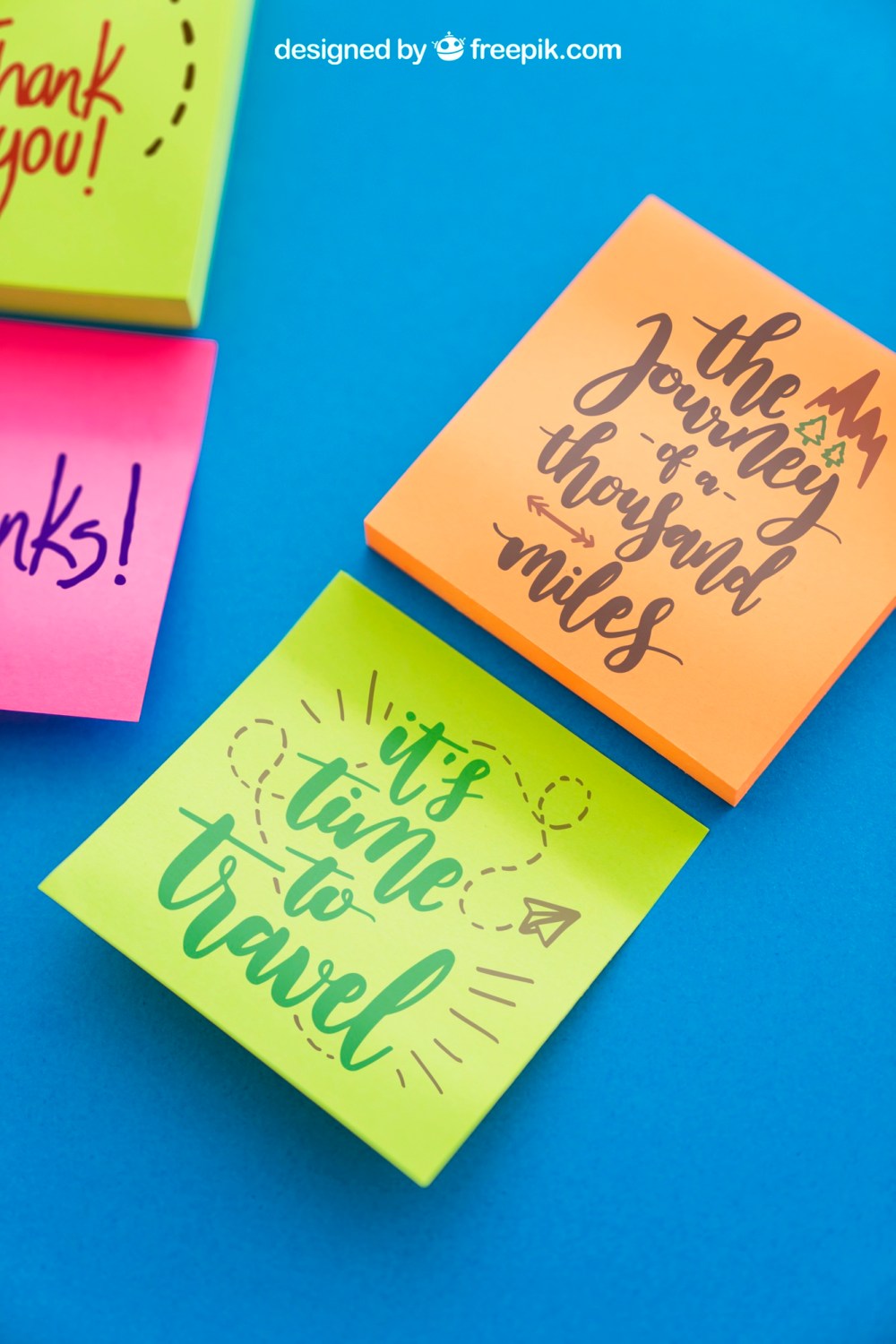 Mockup of adhesive notes with quotes