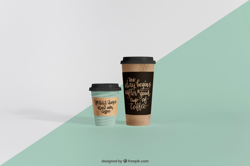 Mockup of two coffee cups of different sizes