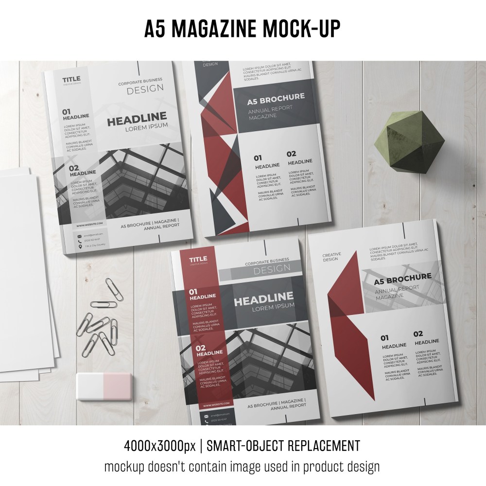 Modern a5 magazine mockup