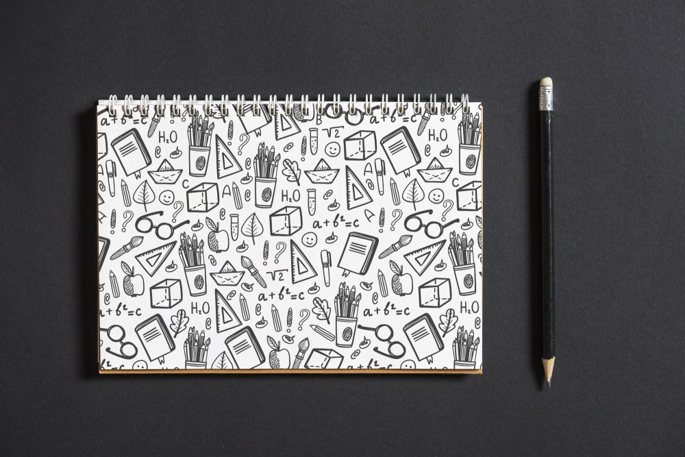 Notebook mockup with back to school concept
