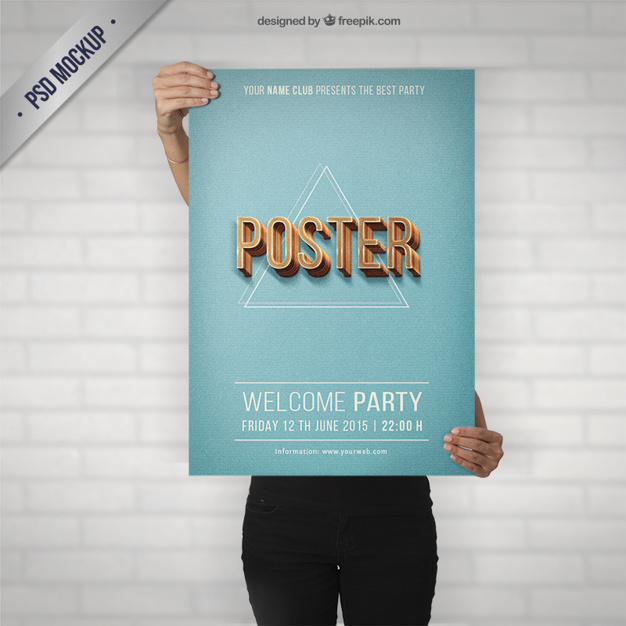 Party poster mockup in retro style