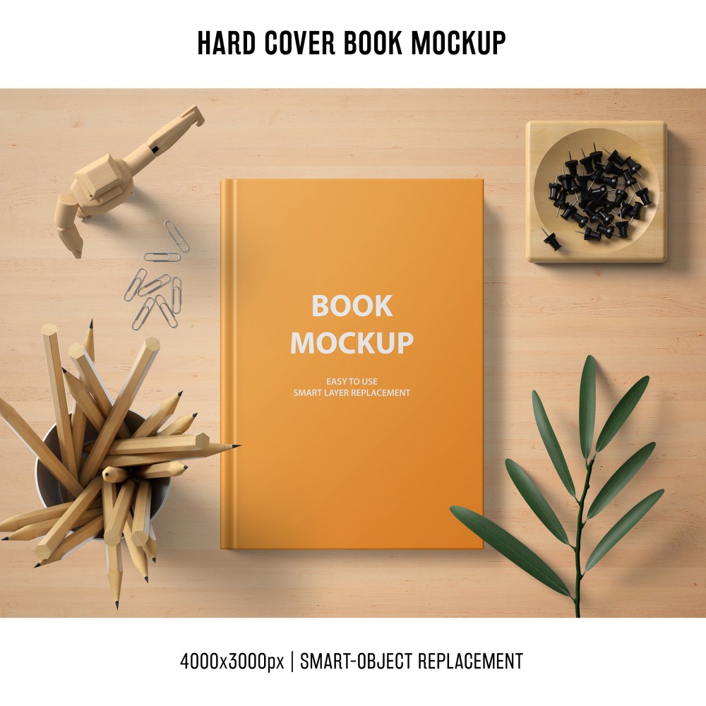 professional hard cover book mockup
