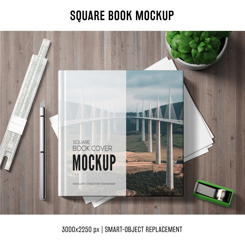 Square book mockup