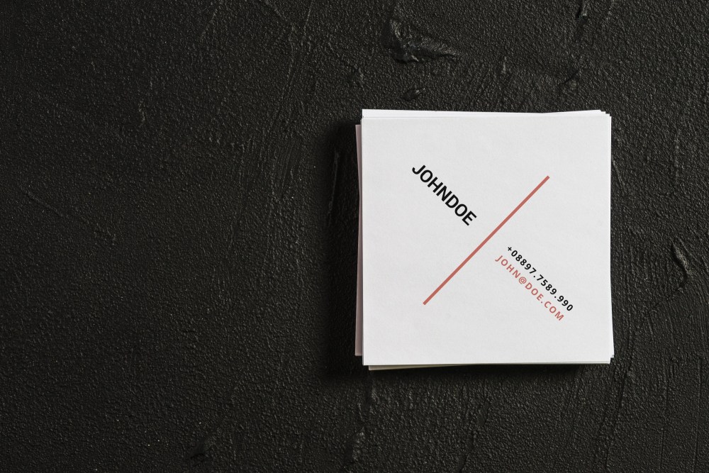Square business card mockup