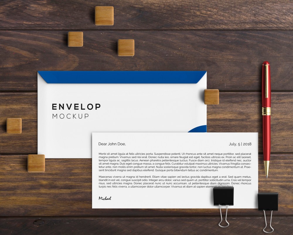 Stationery concept with envelope mockup