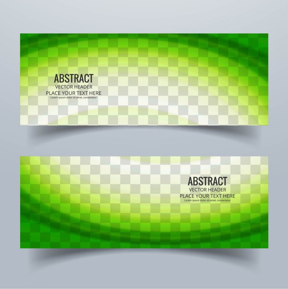 2 banners with green wavy shapes