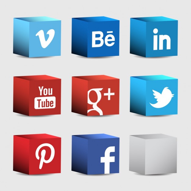 3d icons for social networks