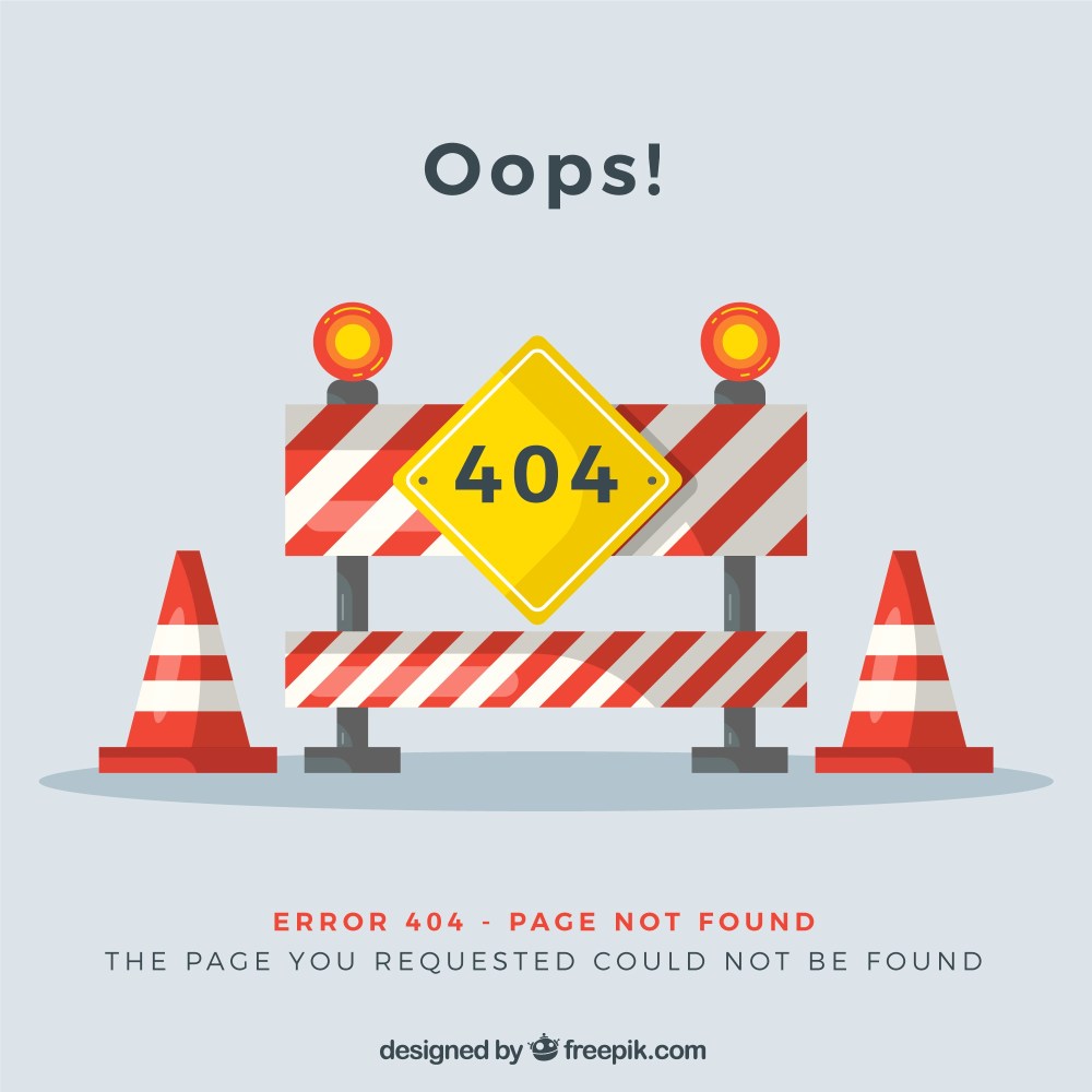 404 error design with roadworks