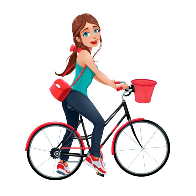 A young girl on a bicycle