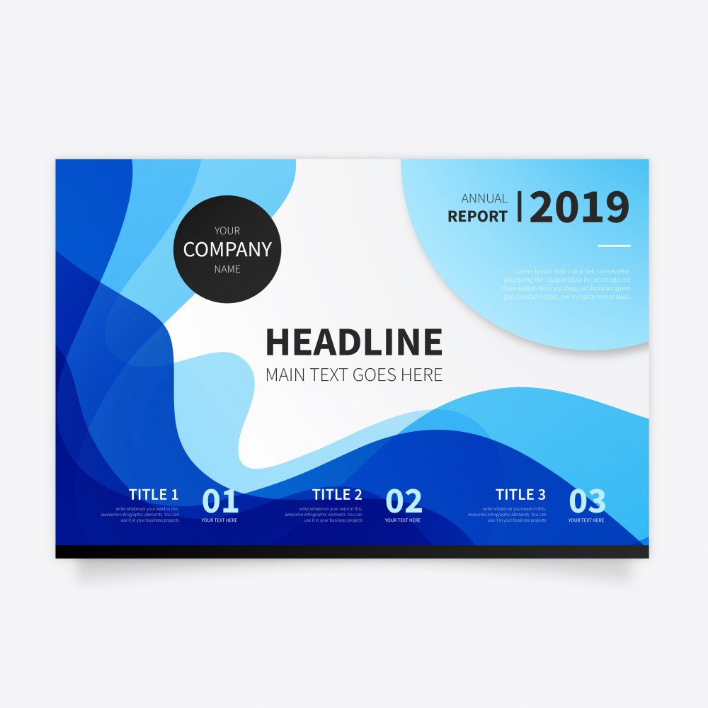 Abstract Brochure with Modern Blue Waves