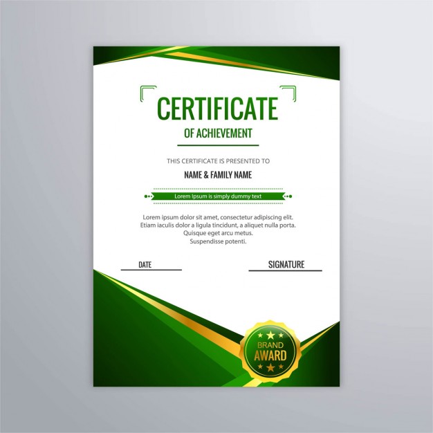 Abstract certificate in green color