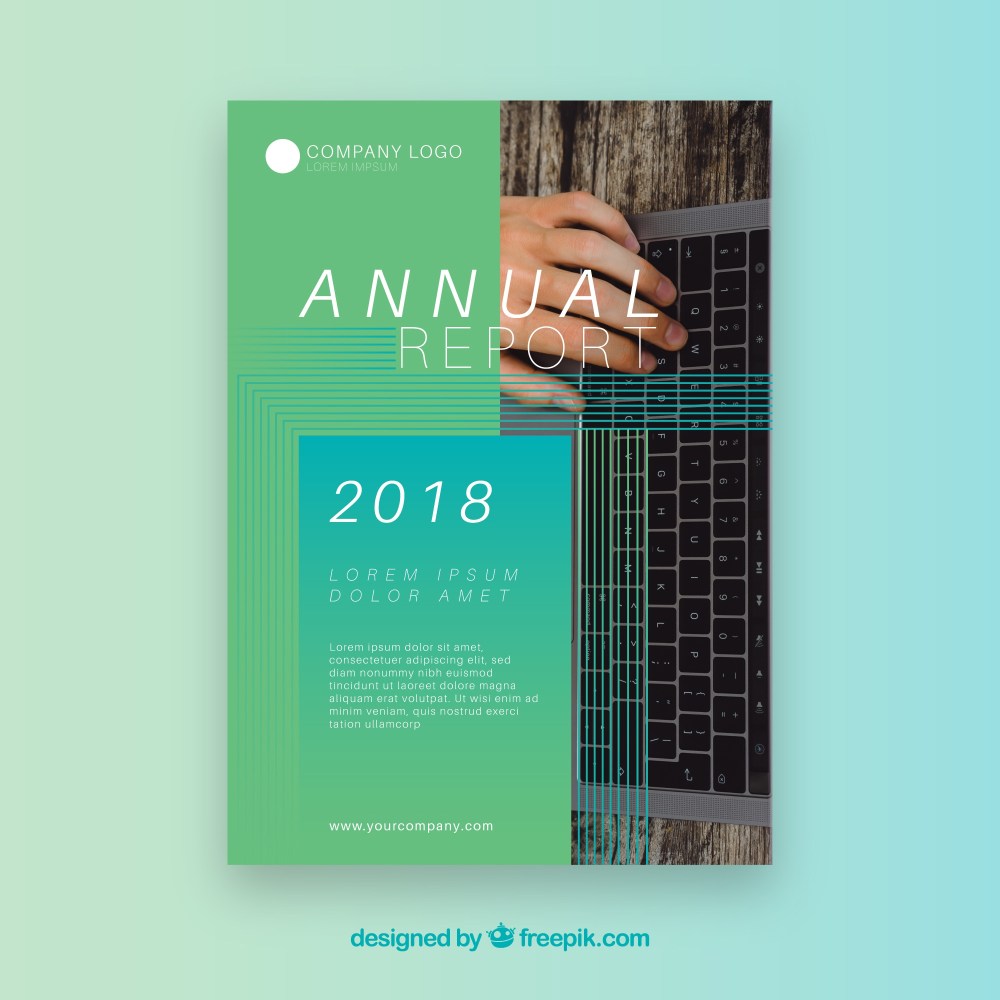 Annual report cover with image