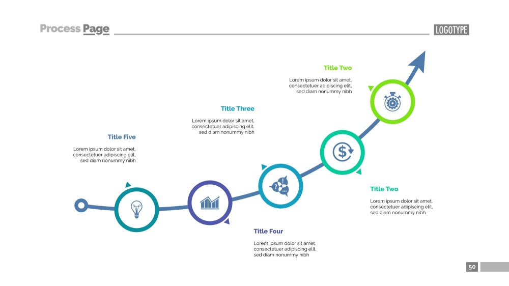 Arrow Chart with Five Elements Template