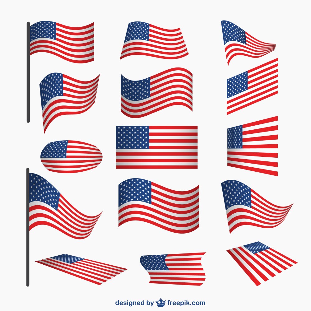 Assorted USA flags collection