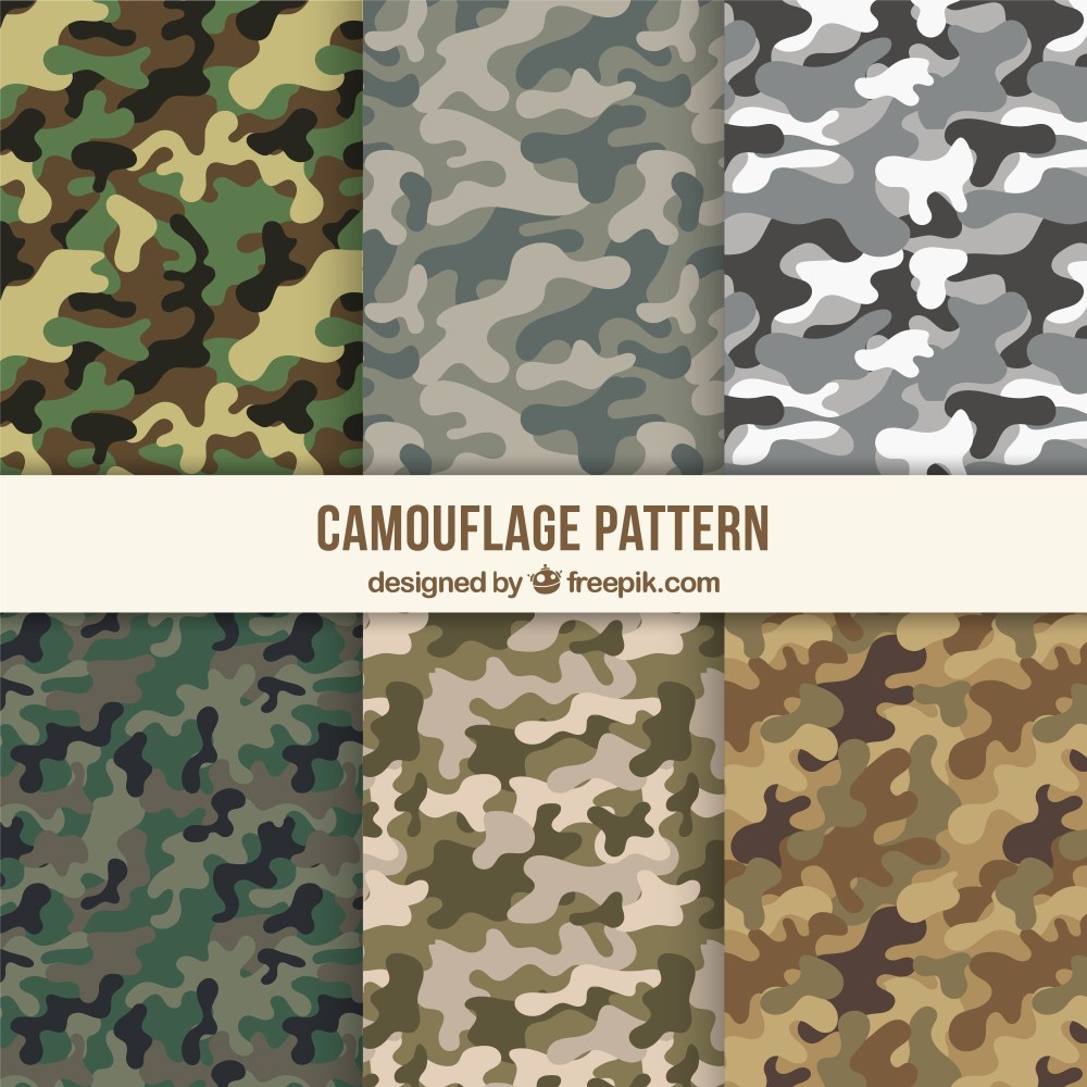 Assortment of camouflage patterns