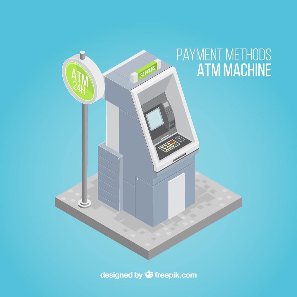 Atm machine with isometric perspective