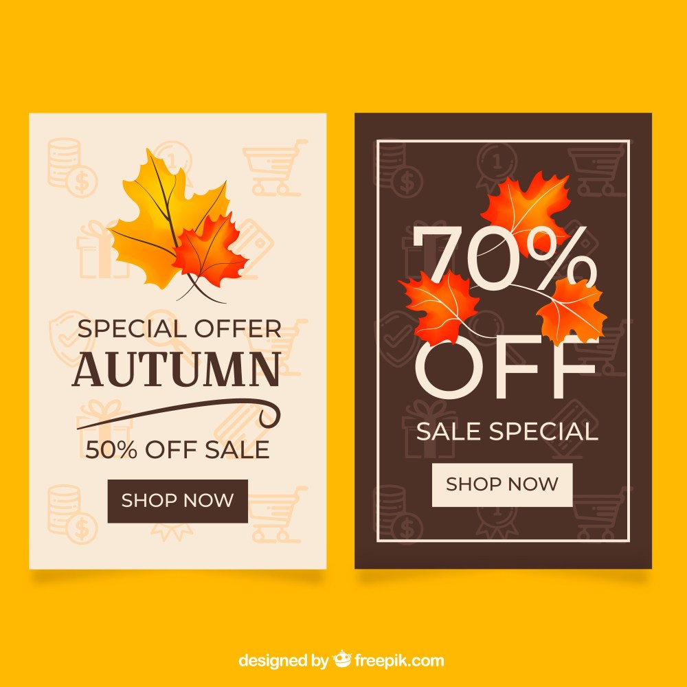Autumn sale banners with colorful leaves