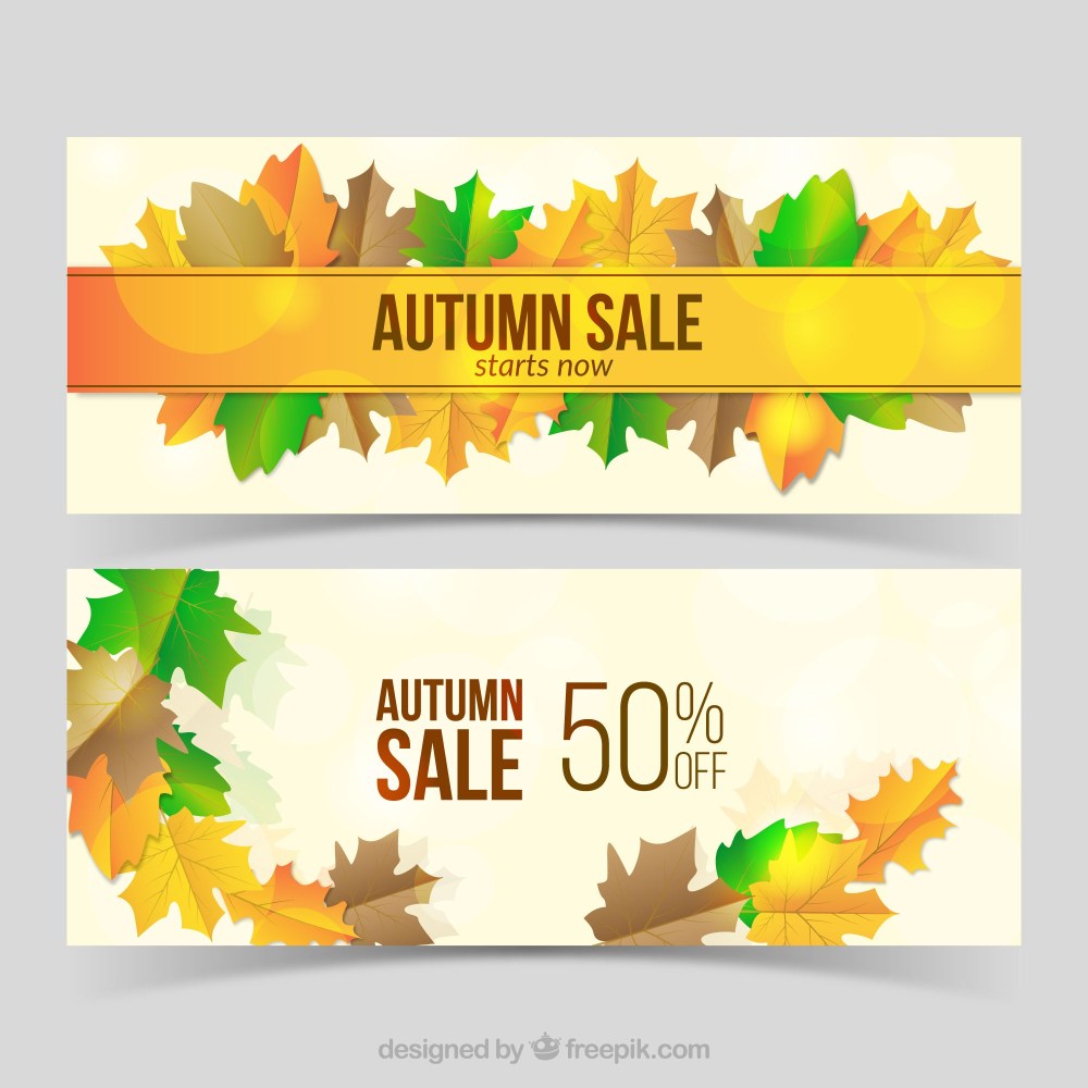 Autumn sale with flat leaves