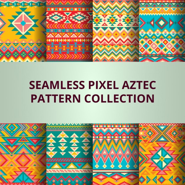 Aztec colorful pixel pattern