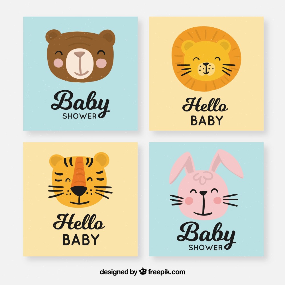 Baby cards collection with cute elements