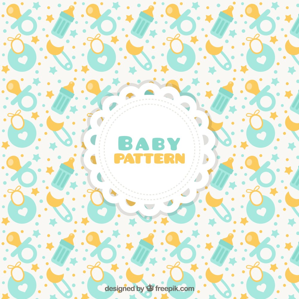 Baby pattern with pacifiers and bibs