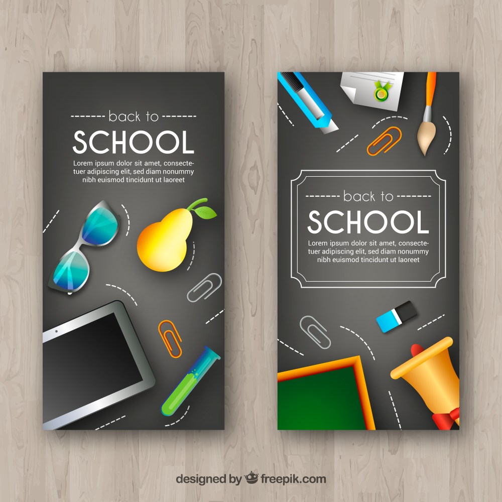 Back to school banners with elements