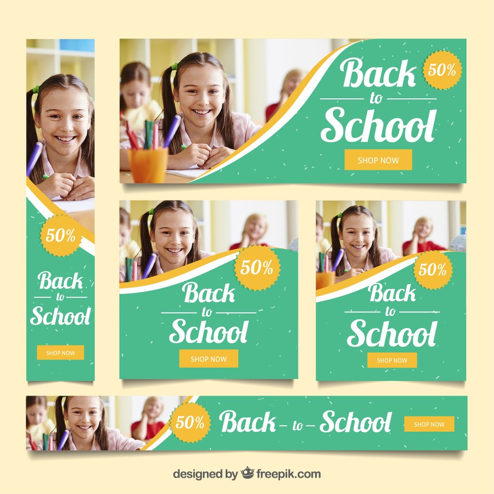 Back to school web banners with image
