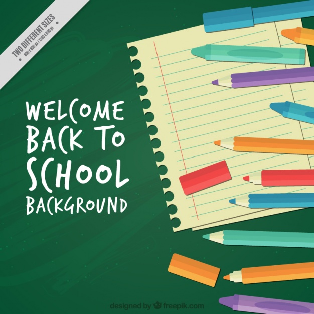 Background for back to school with crayons