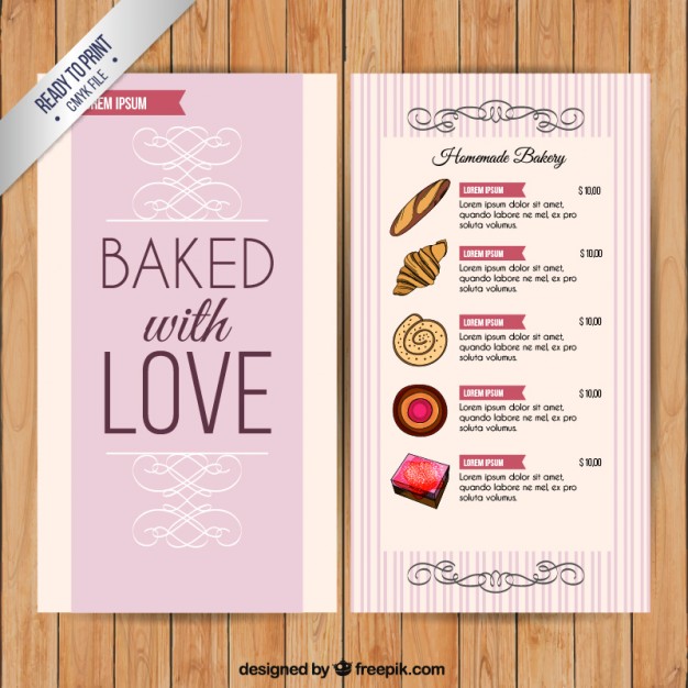 Baked with love menu template