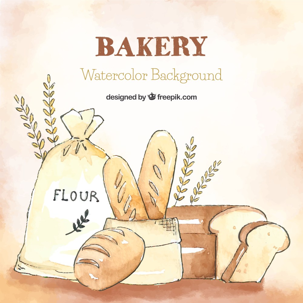 Bakery background in watercolor style