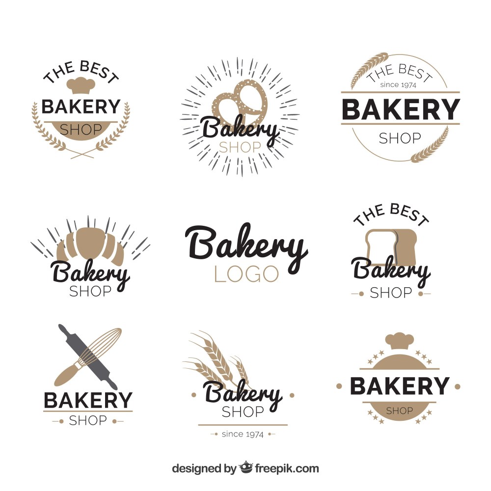Bakery logos collection in flat style