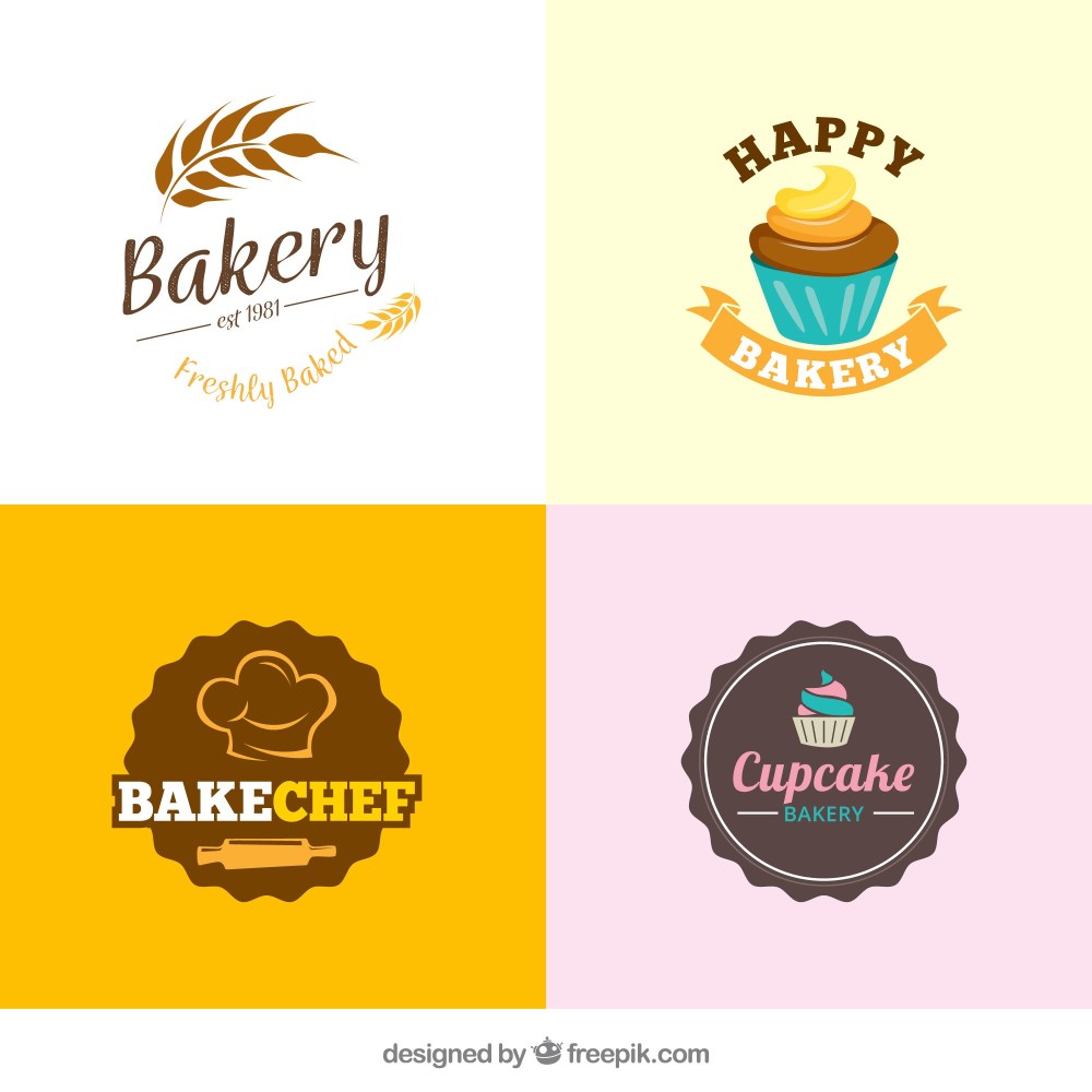 Bakery logos collection in flat style