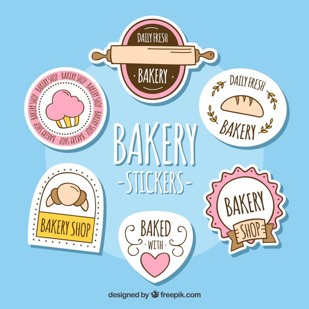 Bakery stickers collection in flat style