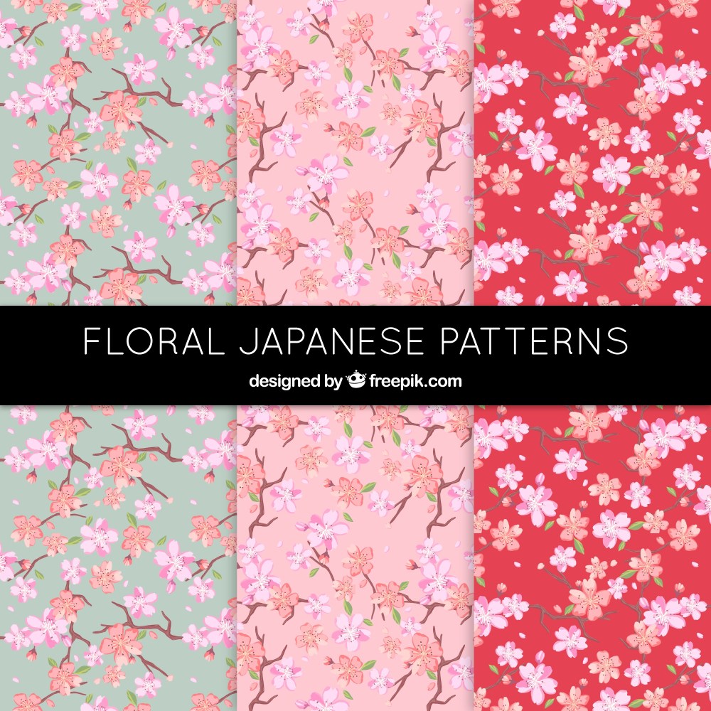 Beautiful floral patterns in japanese style