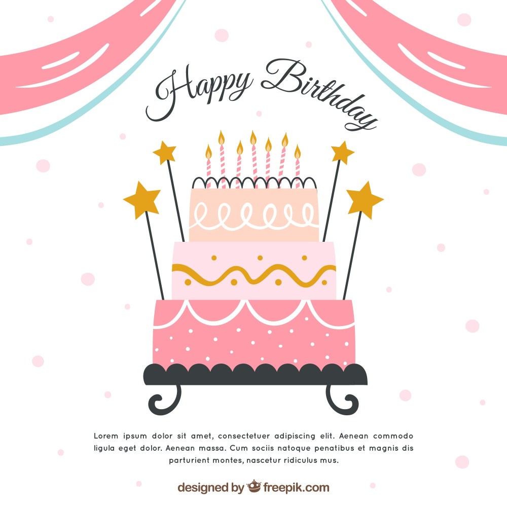 Birthday cake background with stars