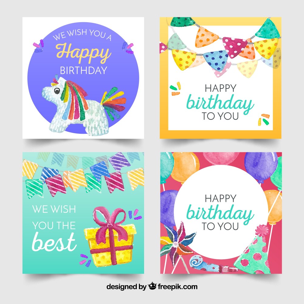 Birthday cards collection with elements