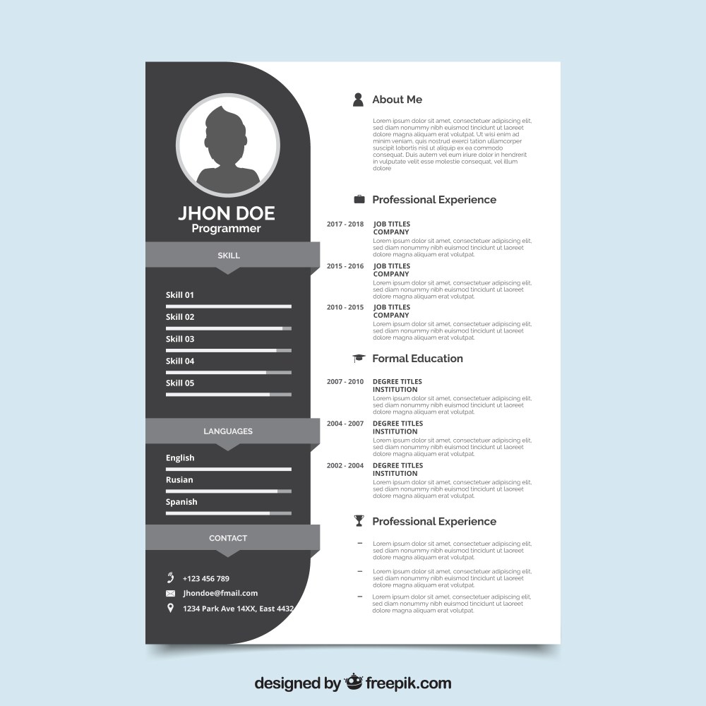 Black and white resume template