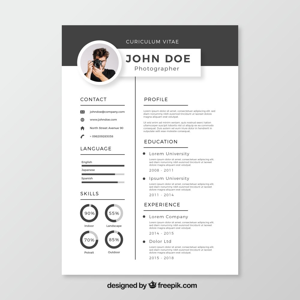 Black and white resume template