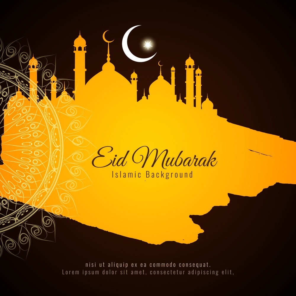 Black and yellow eid mubarak vector design