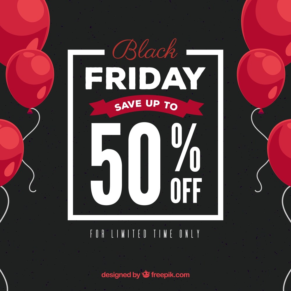 Black friday design with red balloons