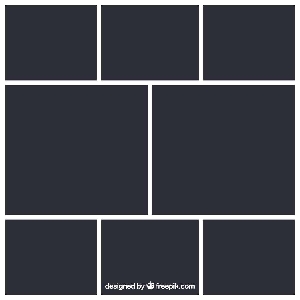 Black photo frame collage template